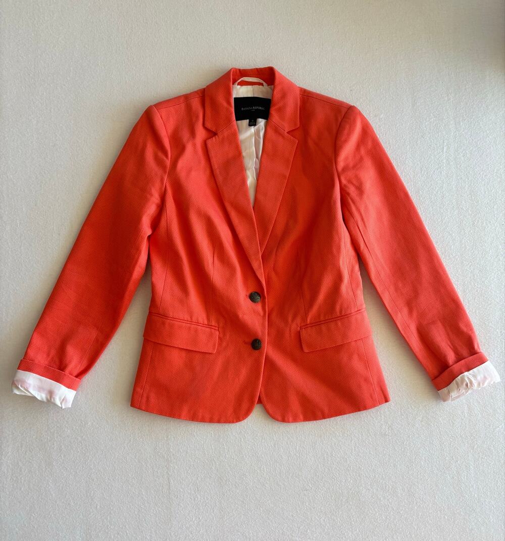 Banana Republic Blazer Women’s Size 0 Coral Office Double Breasted Buttons